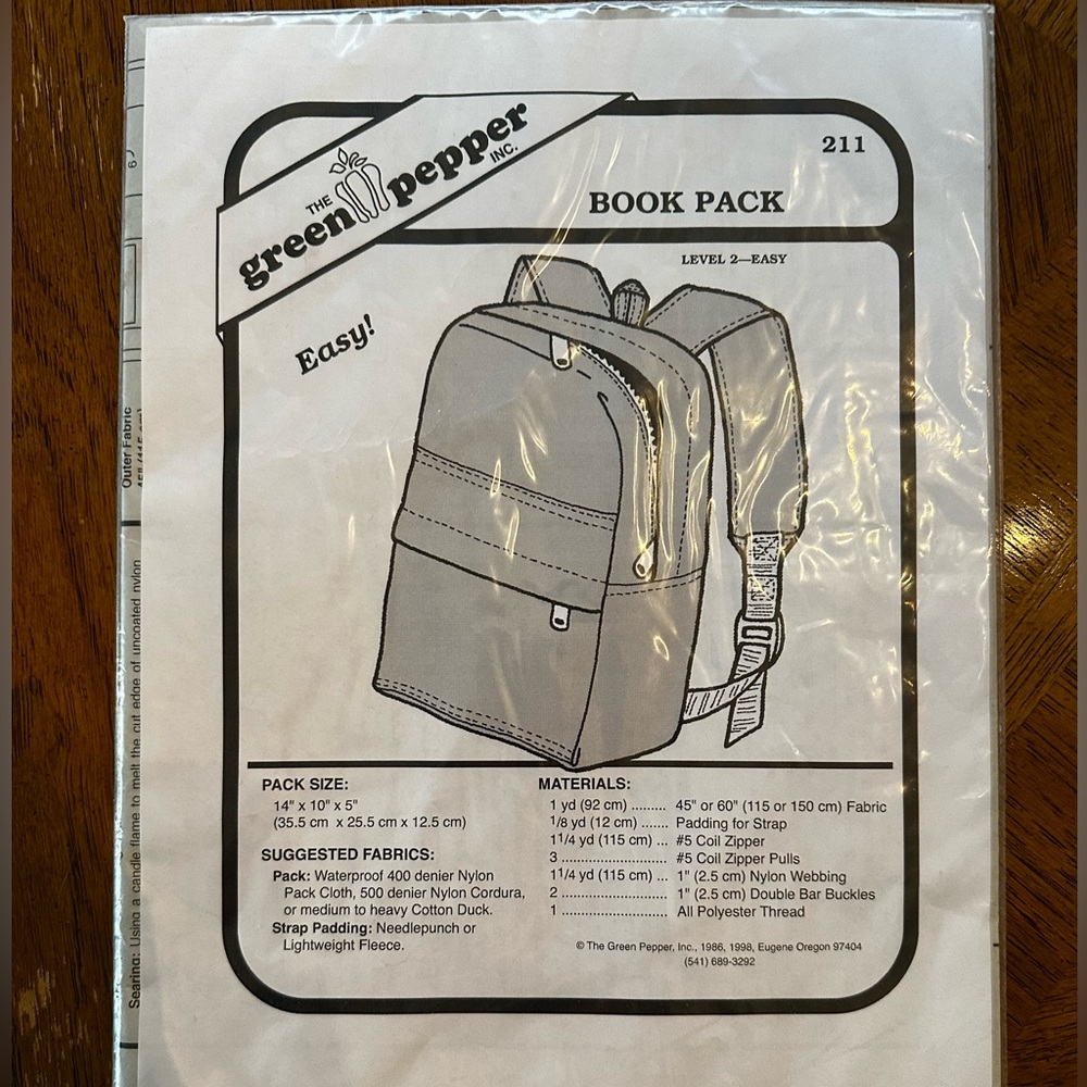 Backpack sewing pattern